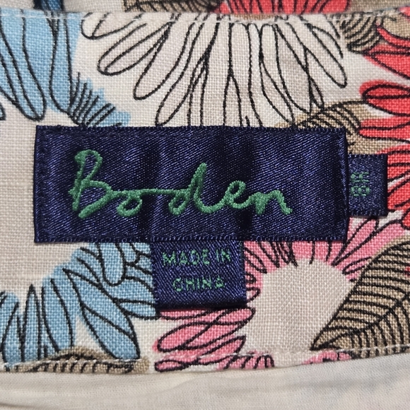 Boden Colorful Floral A Line Pleated Linen Fit Flare Vacation Twee Skirt Size 8 - Picture 9 of 9
